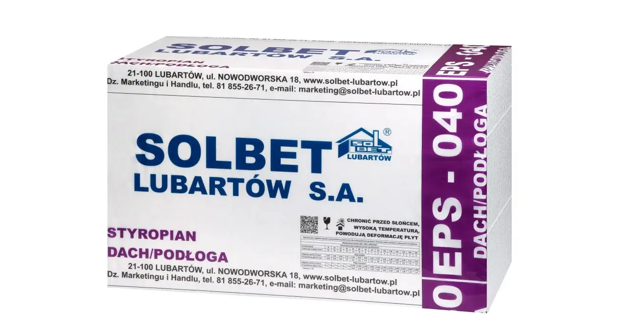 Opakowanie styropianu Solbet EPS 040 Dach/Podłoga, idealny do izolacji podłóg i dachów.