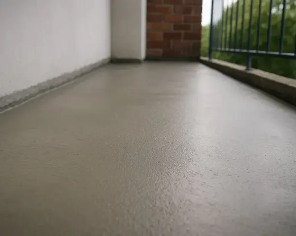 Świeżo wylana, gładka posadzka betonowa na balkonie.