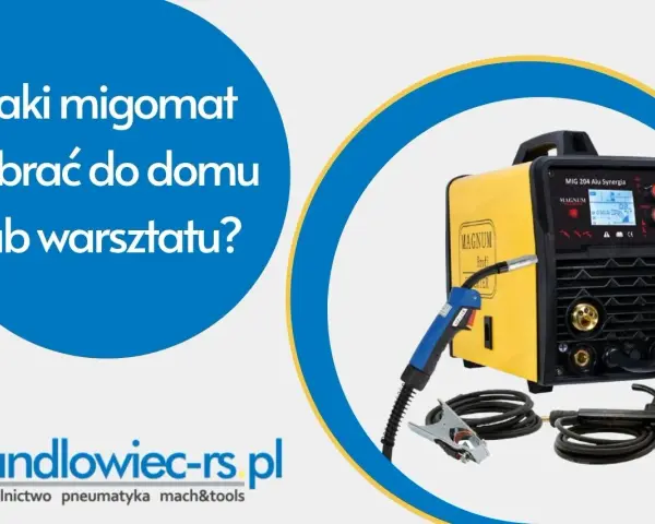 Jaki migomat wybrać? Porównanie spawarki Ideal z Magnum. Żółty migomat Magnum z uchwytem i akcesoriami.